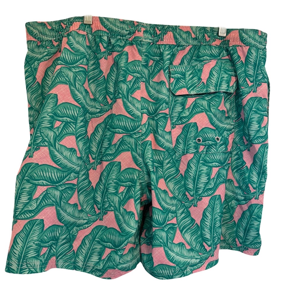 Vineyard Vines Chappy Swim Suit Trunks Mens XL Pink Green Banana Leaf Tropical - Picture 5 of 12